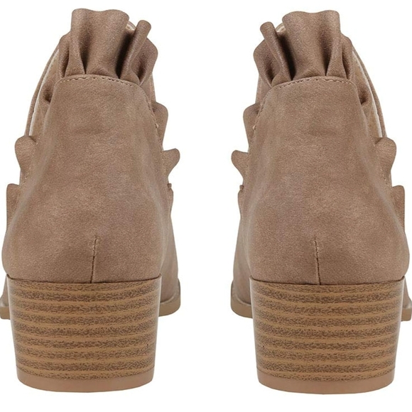 Tan Ruffle Ankle Boots - Picture 4 of 7